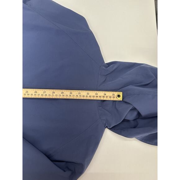 L.L. Bean Womens Jacket Size Petite Large Dark Blue Zip Up Hooded Trench Coat - Picture 11 of 12